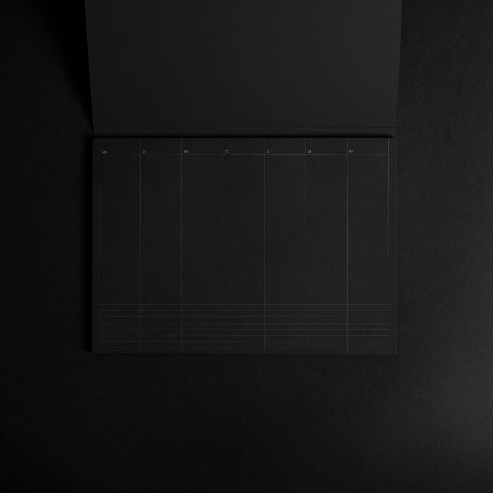 Pitch-Black A4 weekly planner